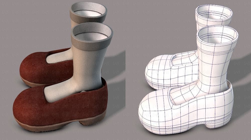 Shoes cartoon Low-poly 3D model_31