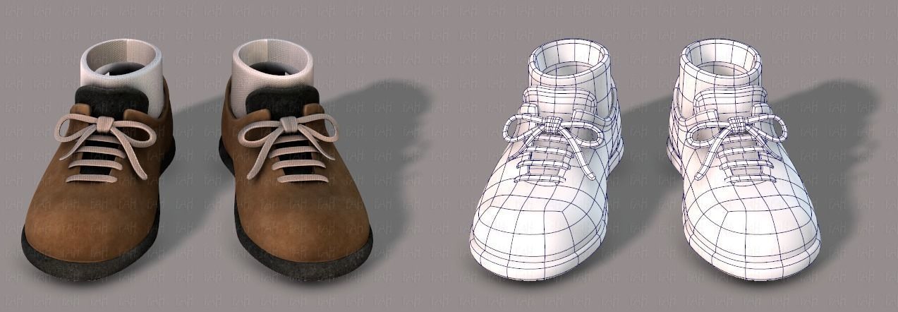 Shoes cartoon Low-poly 3D model_1