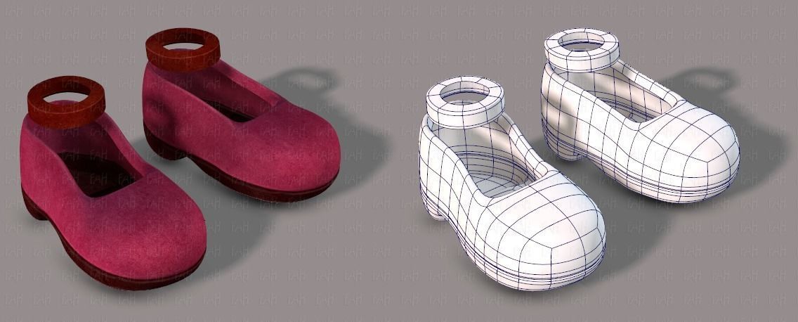 Shoes cartoon Low-poly 3D model_34
