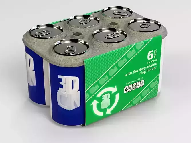 6 Pack 330ml Beverage Cans with recyclable ring holder