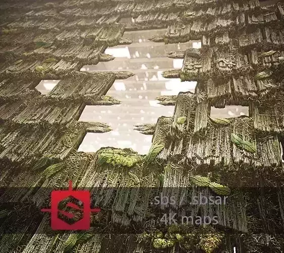 Wooden Roof Tileable PBR Material -Double Sided-