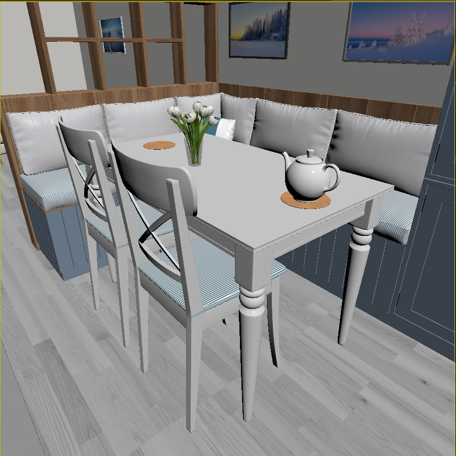Kitchen interior - Shaker Low-poly 3D model_13