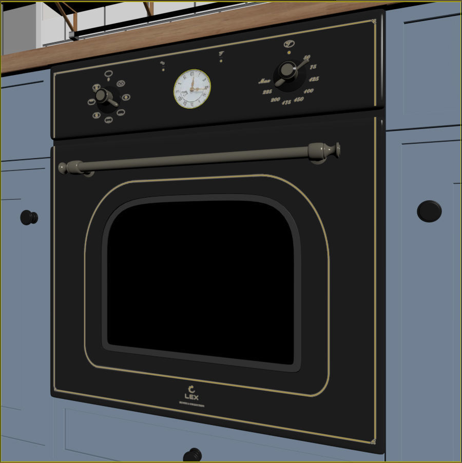 Kitchen interior - Shaker Low-poly 3D model_11