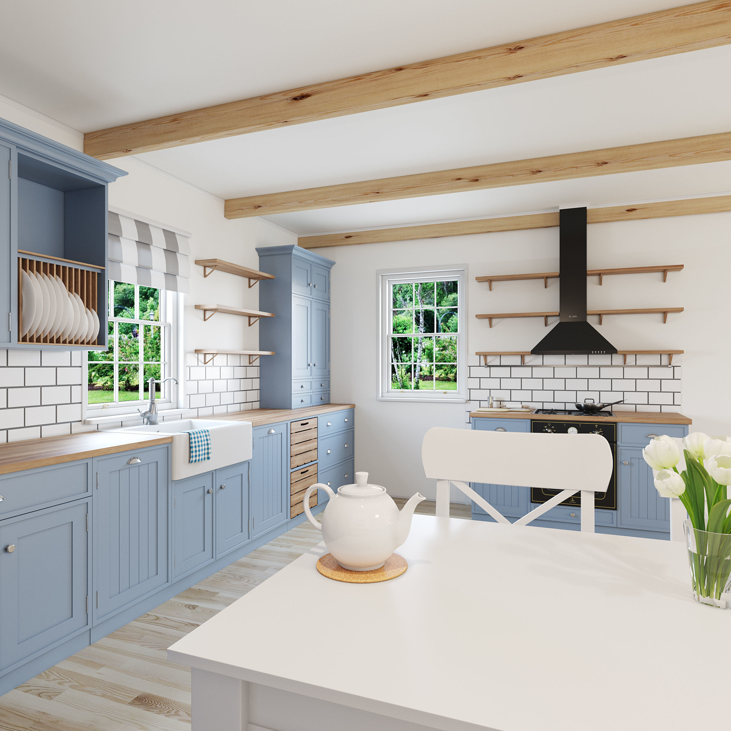 Kitchen interior - Shaker Low-poly 3D model_4