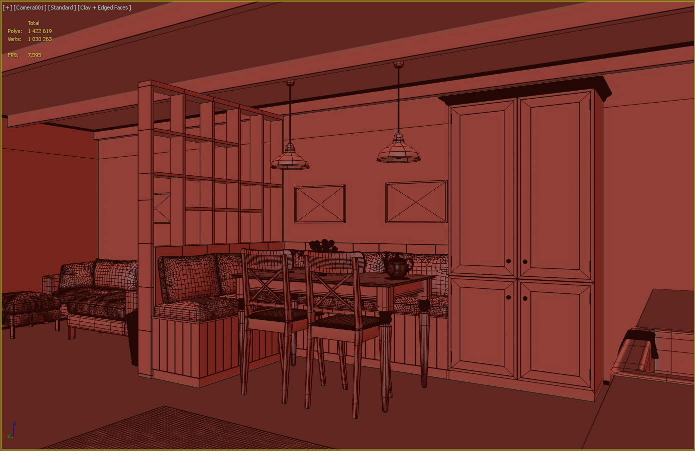 Kitchen interior - Shaker Low-poly 3D model_6