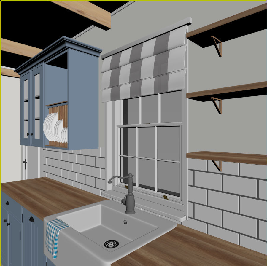 Kitchen interior - Shaker Low-poly 3D model_10