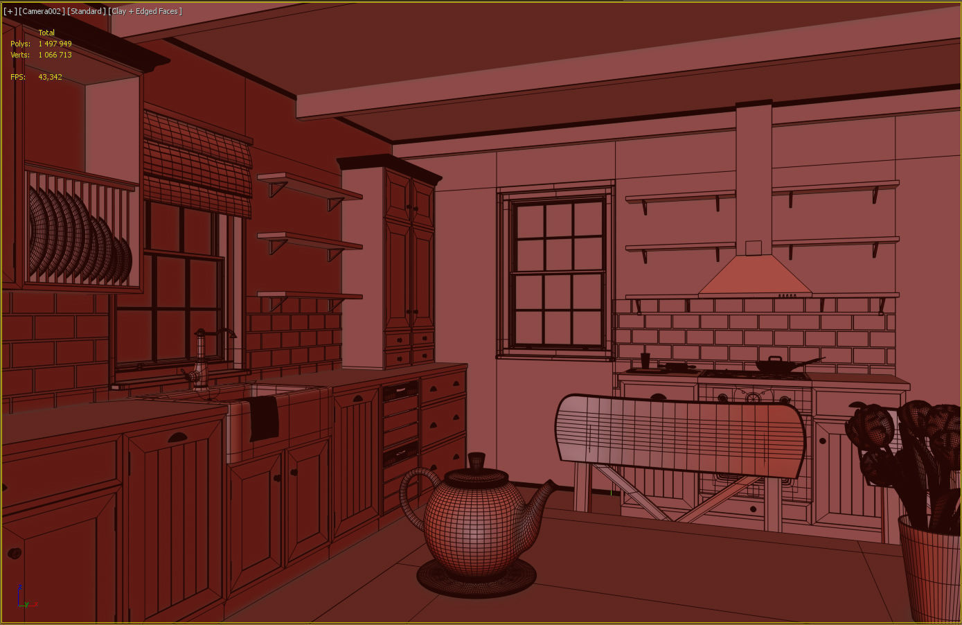 Kitchen interior - Shaker Low-poly 3D model_8