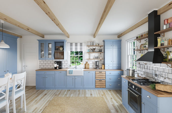 Kitchen interior - Shaker Low-poly 3D model