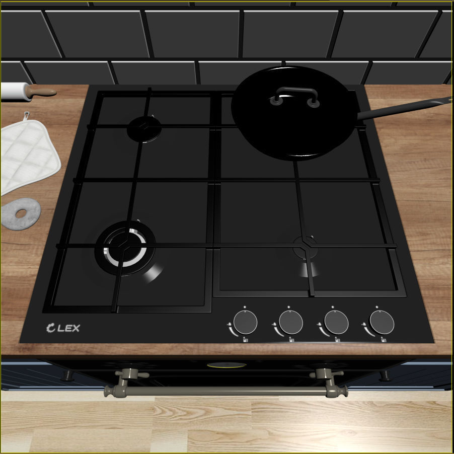Kitchen interior - Shaker Low-poly 3D model_14