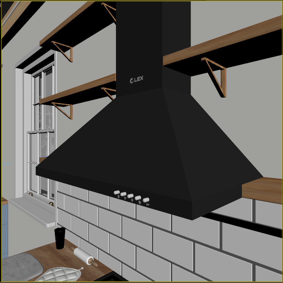 Kitchen interior - Shaker Low-poly 3D model_16