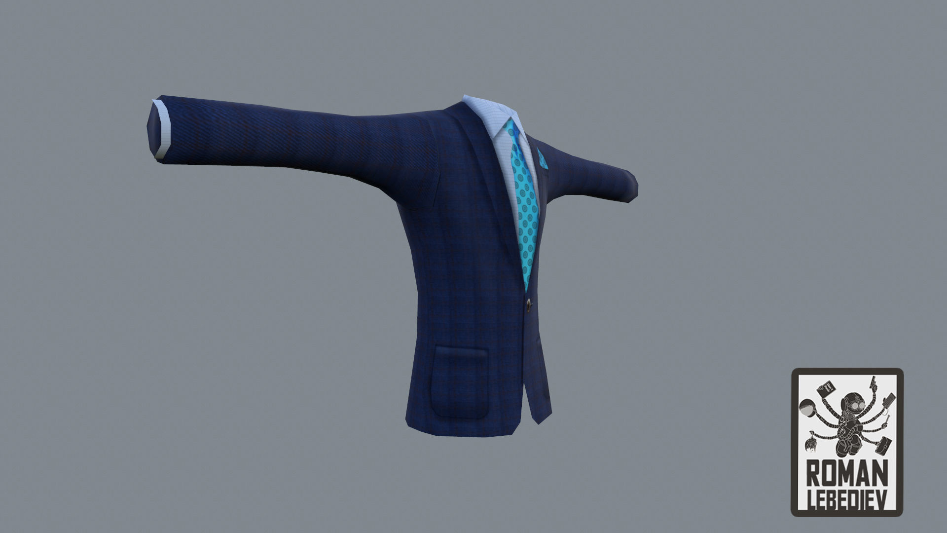 Cartoon suit with handpainted texture Free low-poly 3D model_2