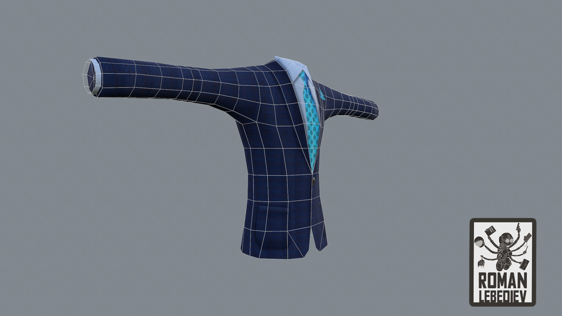 Cartoon suit with handpainted texture Free low-poly 3D model_5