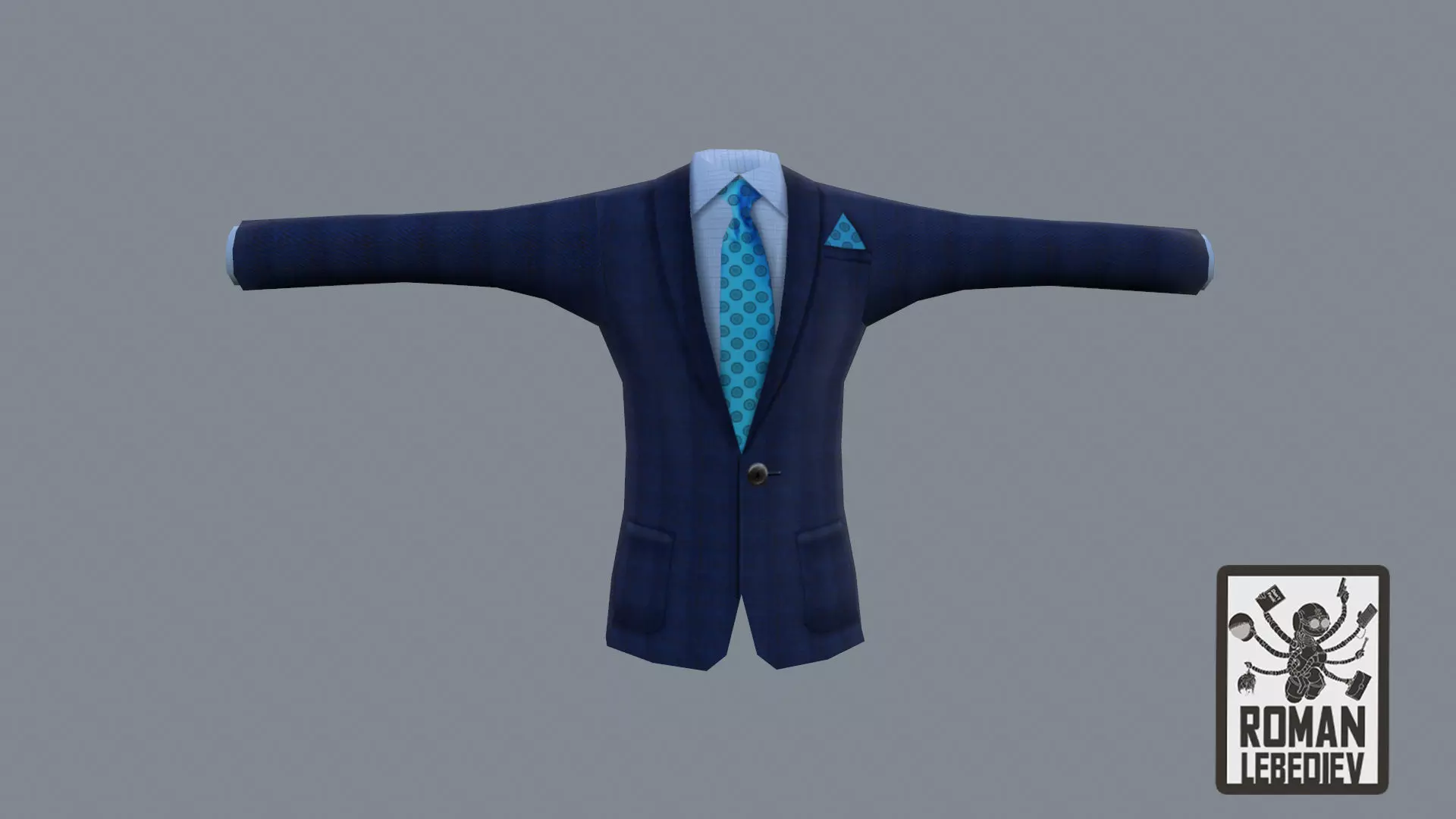 Cartoon suit with handpainted texture Free low-poly 3D model_0