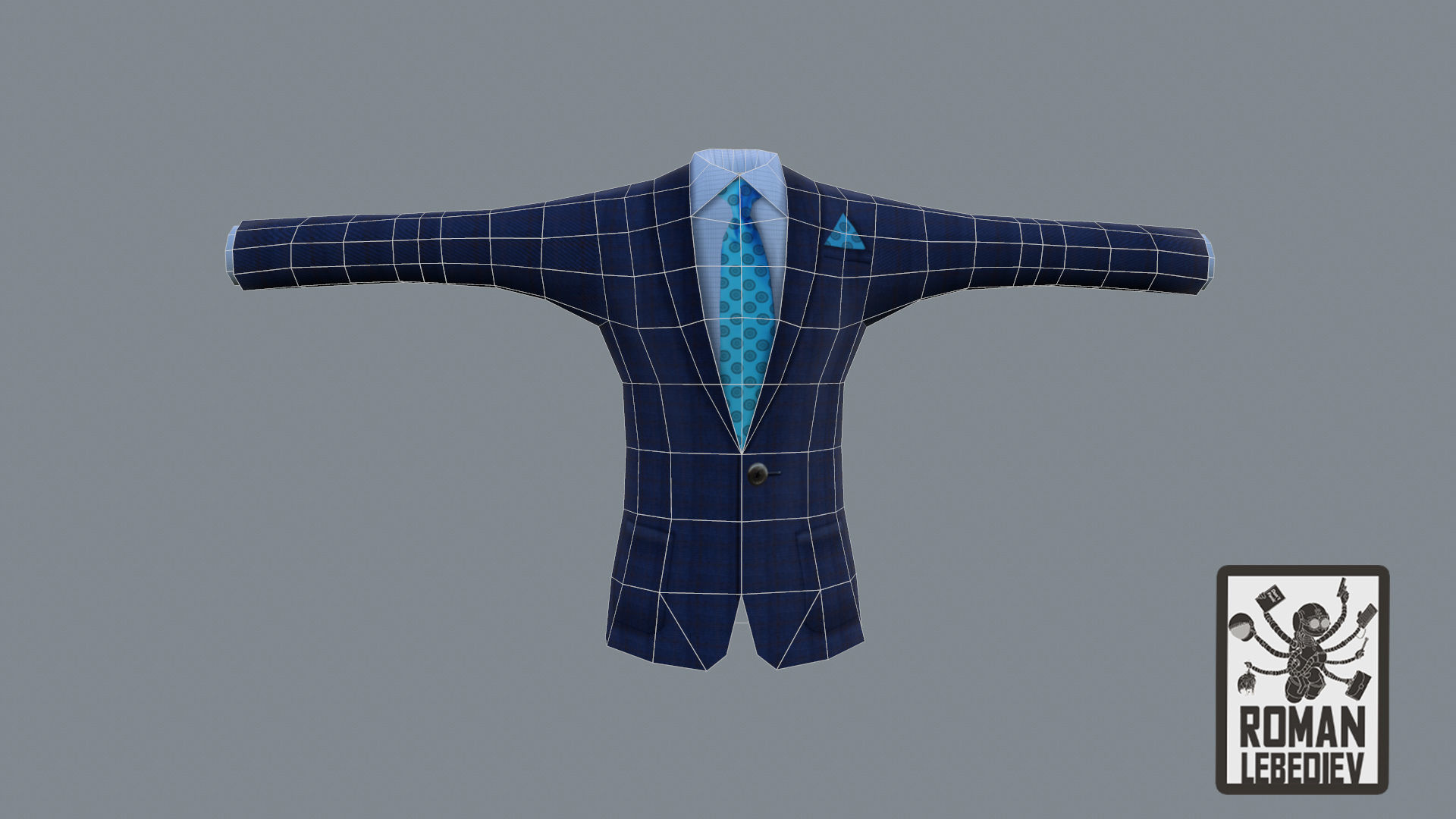 Cartoon suit with handpainted texture Free low-poly 3D model_7