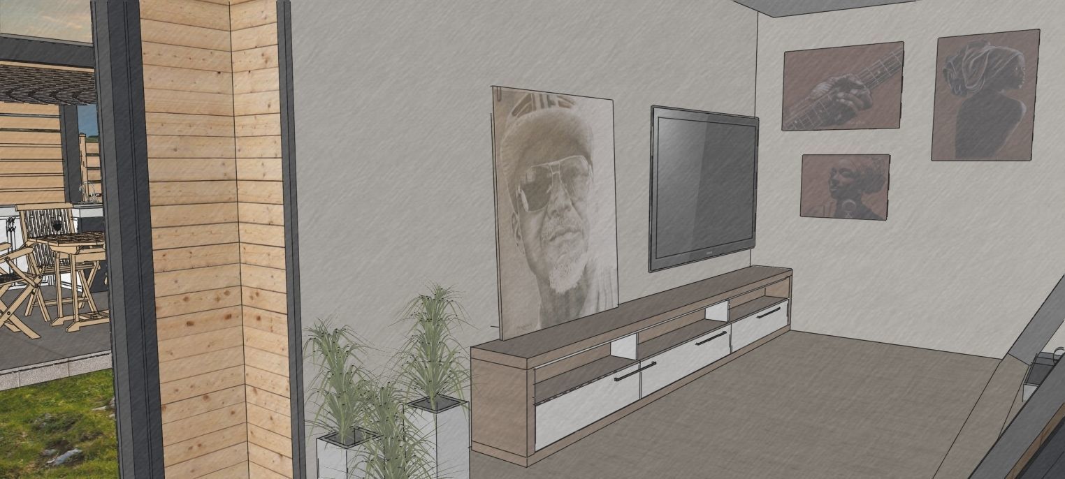 A-frame cabin and outdoor kitchen furniture 3D model Low-poly 3D model_11