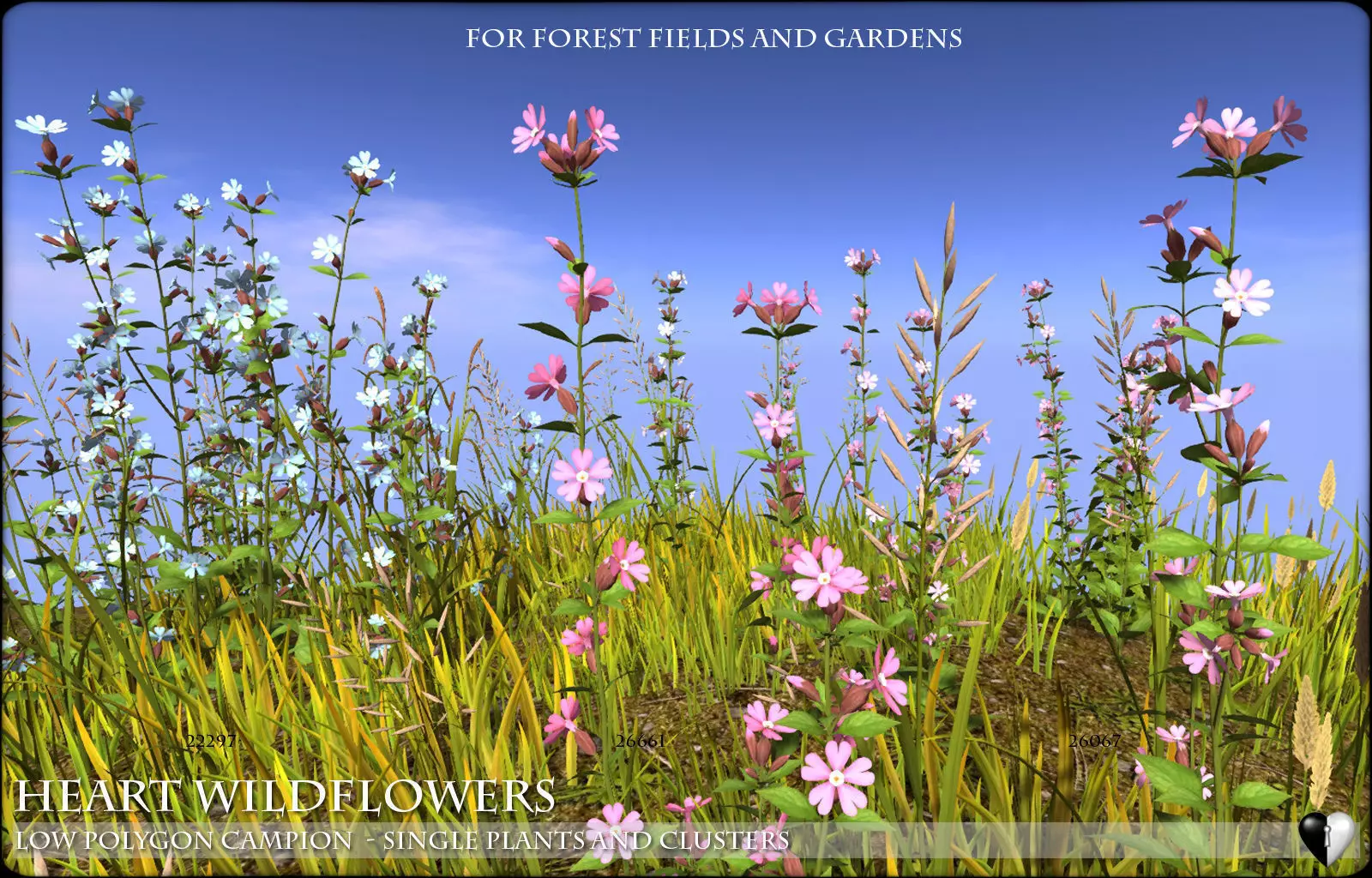 Low Polygon 3D Wild Campion Flowers for Games and Visualizations Low-poly 3D model_0