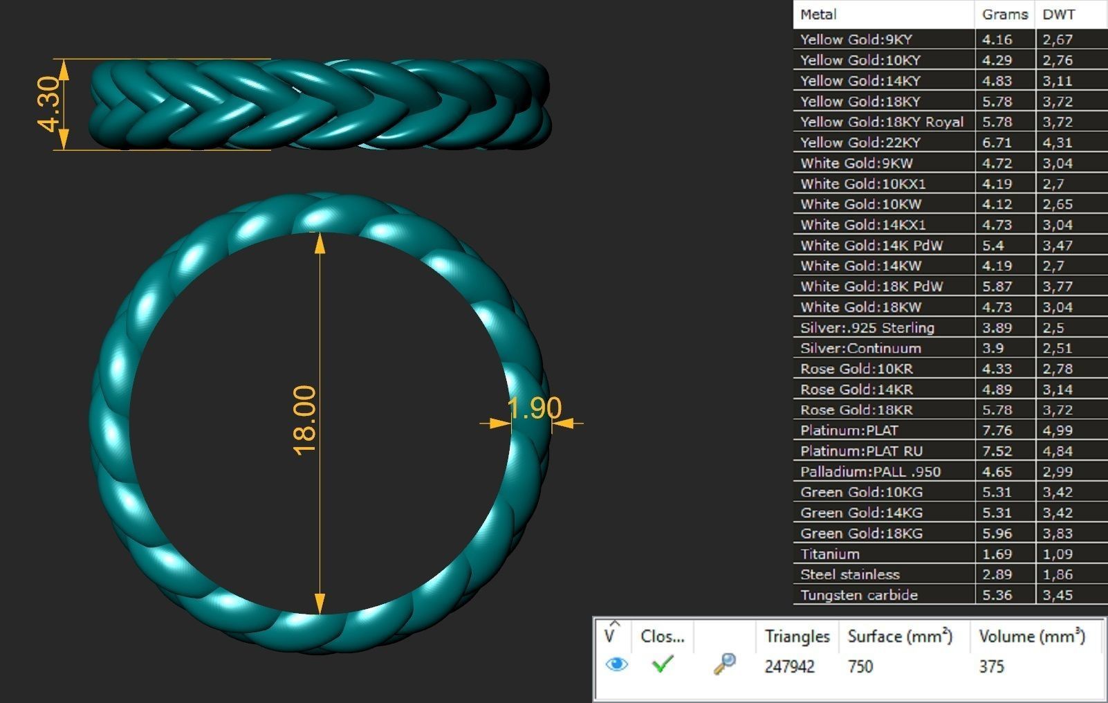 Braid Ring 3D print model_5