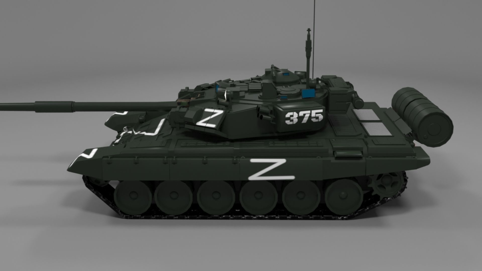 High-Quality T90A Main Battle Tank with Iconic Z Marking Low-poly 3D model_25