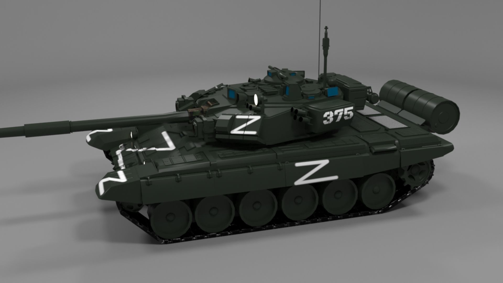 High-Quality T90A Main Battle Tank with Iconic Z Marking Low-poly 3D model_20