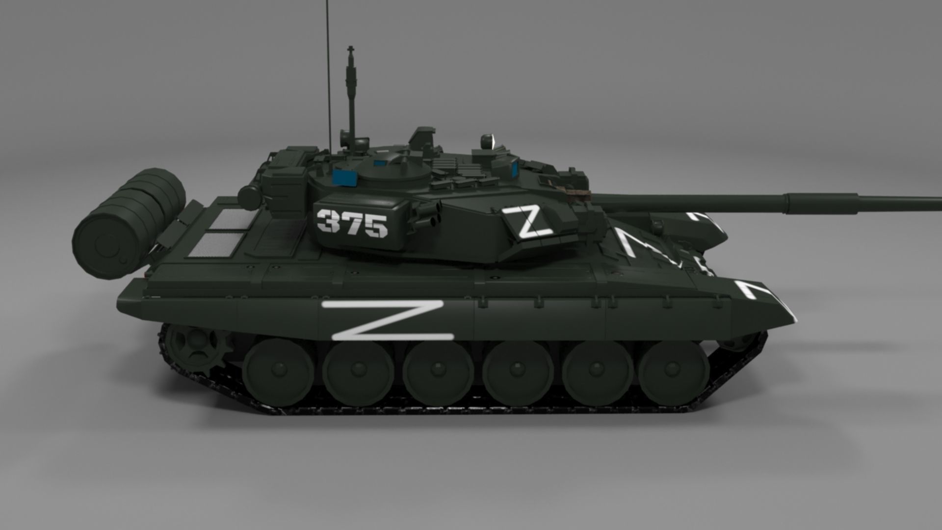 High-Quality T90A Main Battle Tank with Iconic Z Marking Low-poly 3D model_15