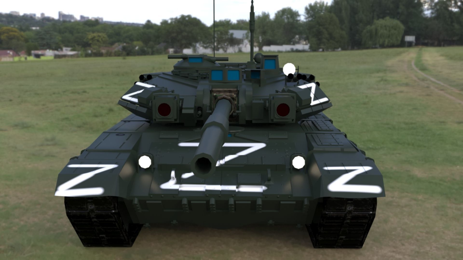 High-Quality T90A Main Battle Tank with Iconic Z Marking Low-poly 3D model_2