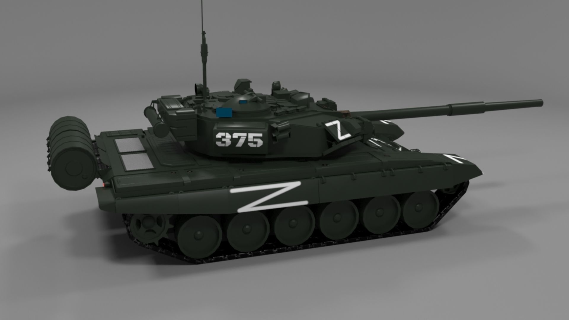 High-Quality T90A Main Battle Tank with Iconic Z Marking Low-poly 3D model_14