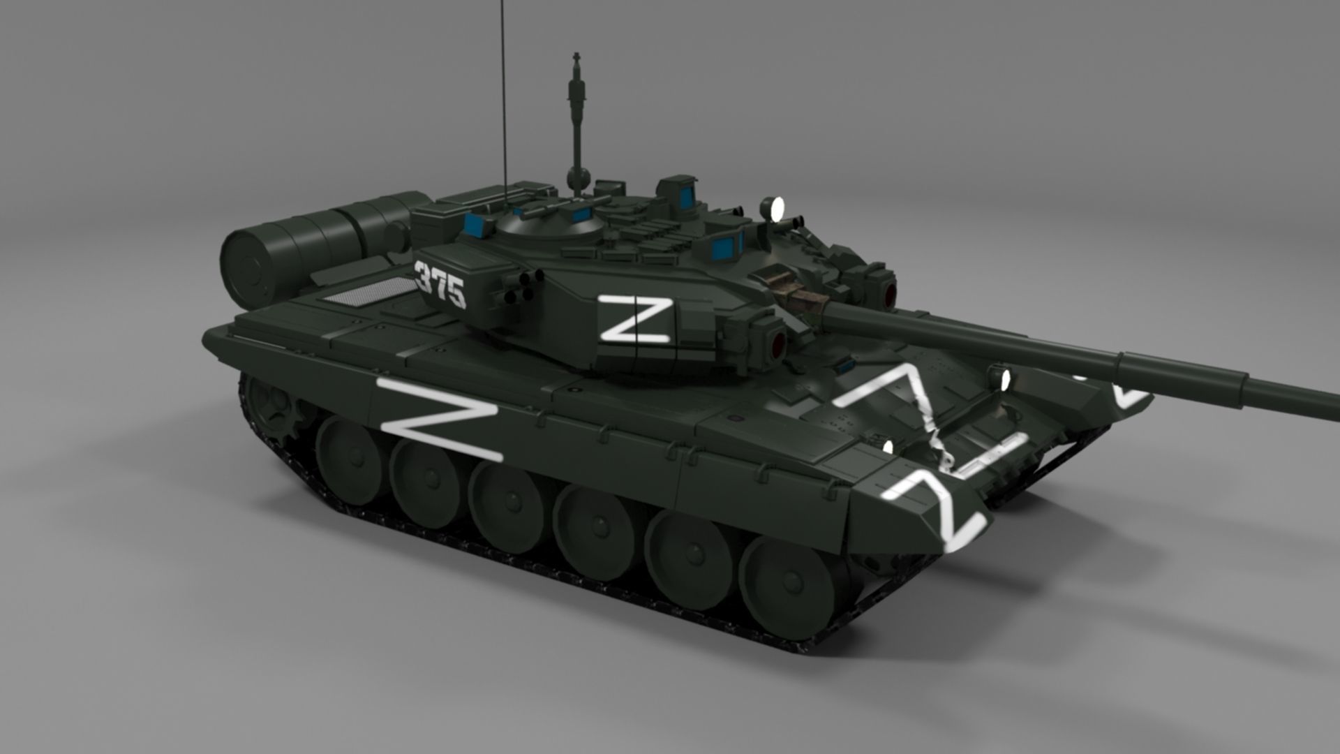 High-Quality T90A Main Battle Tank with Iconic Z Marking Low-poly 3D model_22