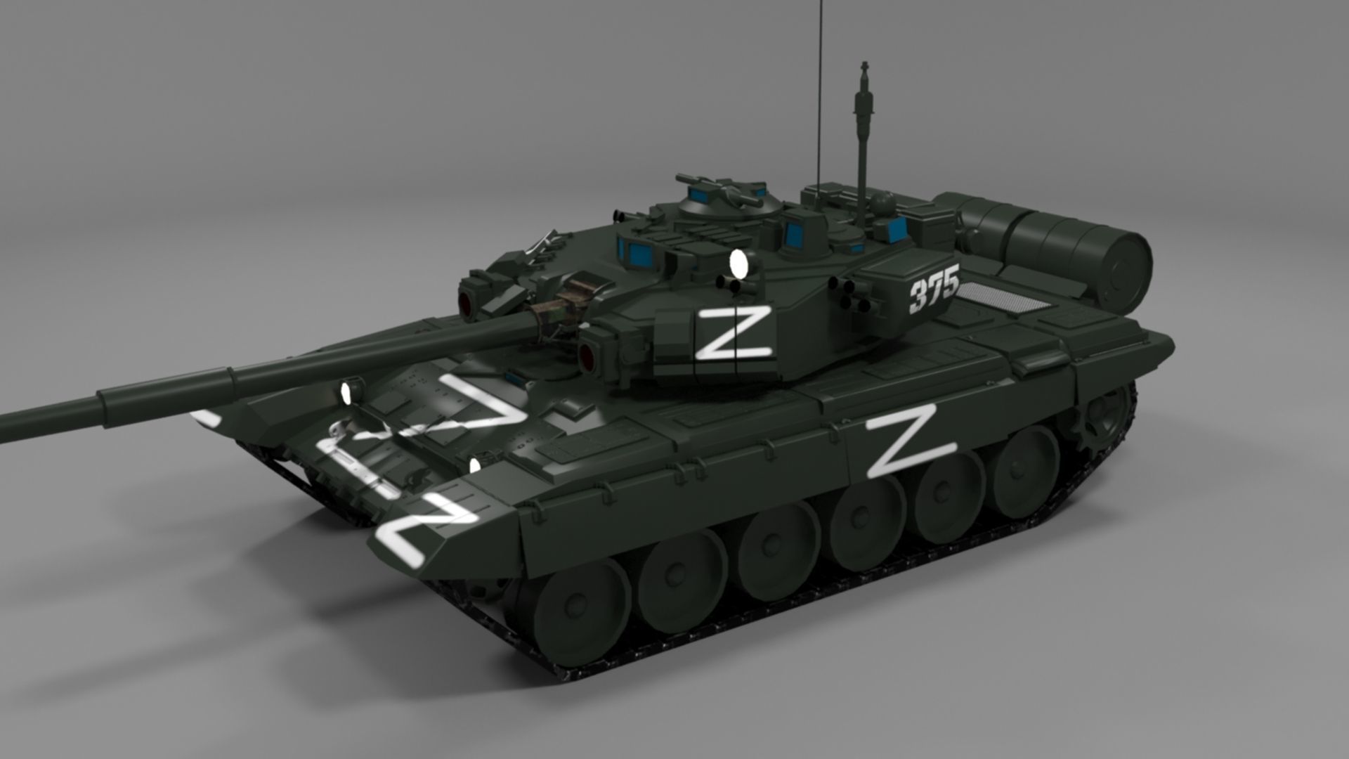 High-Quality T90A Main Battle Tank with Iconic Z Marking Low-poly 3D model_23