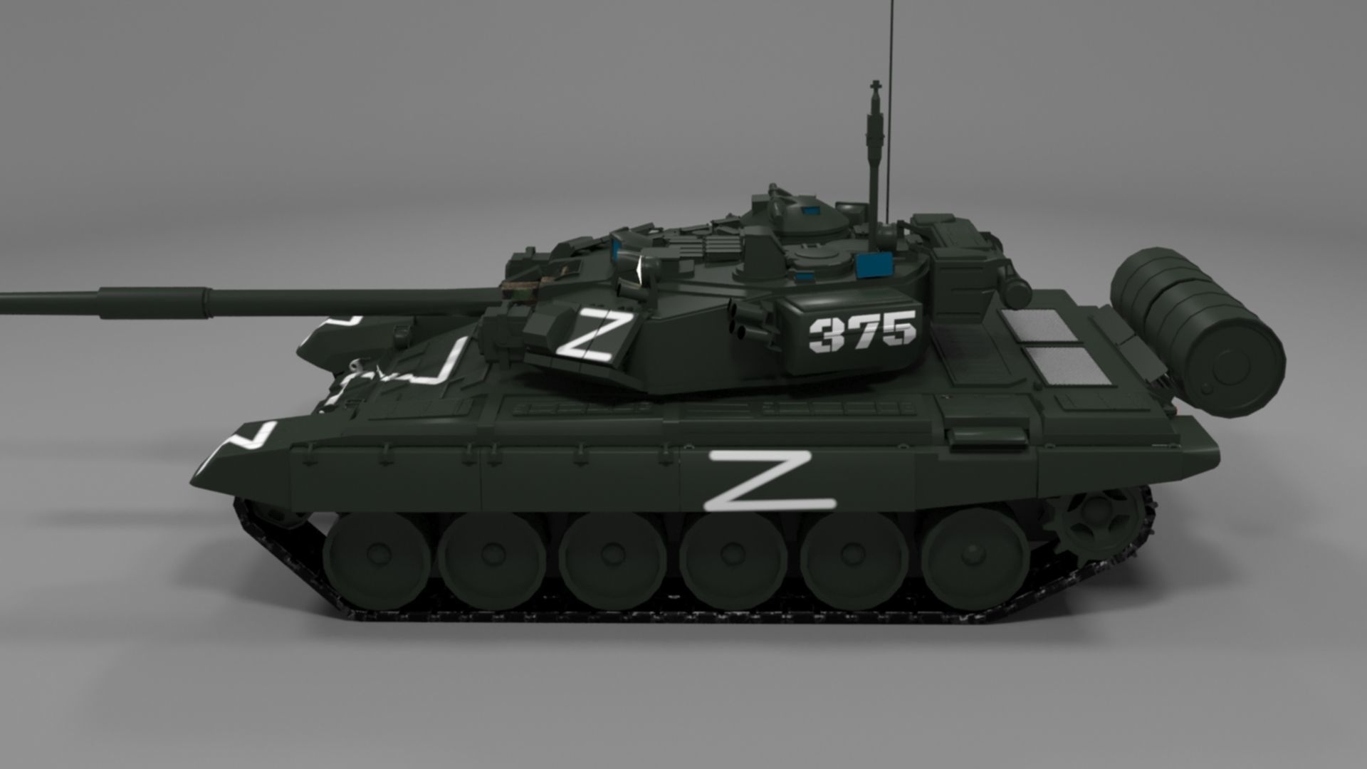 High-Quality T90A Main Battle Tank with Iconic Z Marking Low-poly 3D model_9