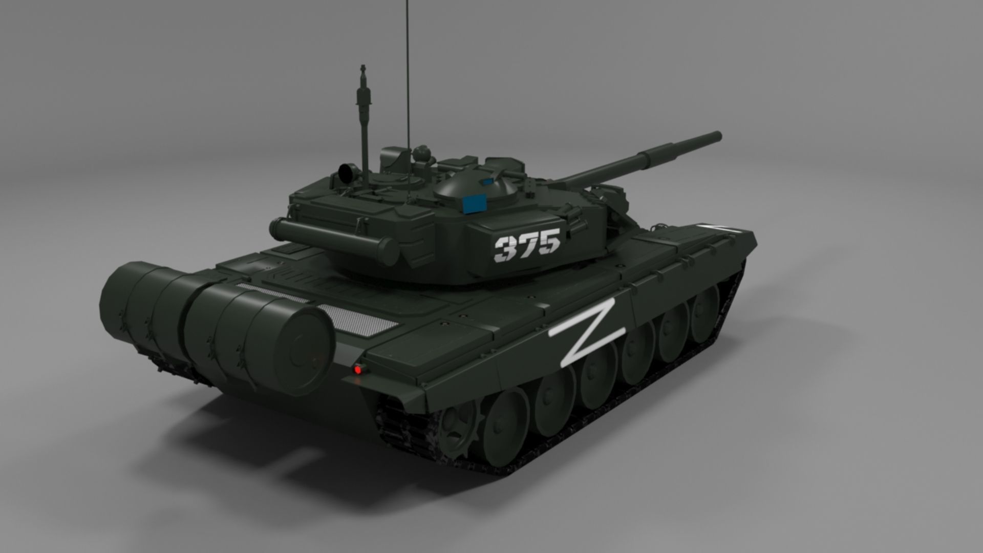 High-Quality T90A Main Battle Tank with Iconic Z Marking Low-poly 3D model_13