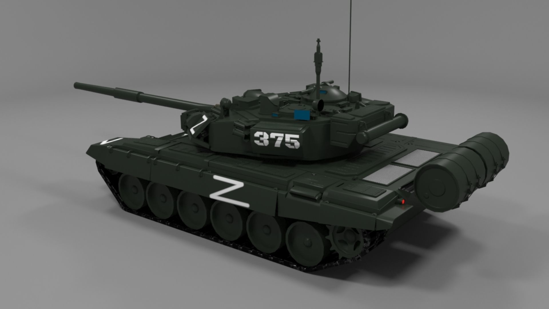 High-Quality T90A Main Battle Tank with Iconic Z Marking Low-poly 3D model_6