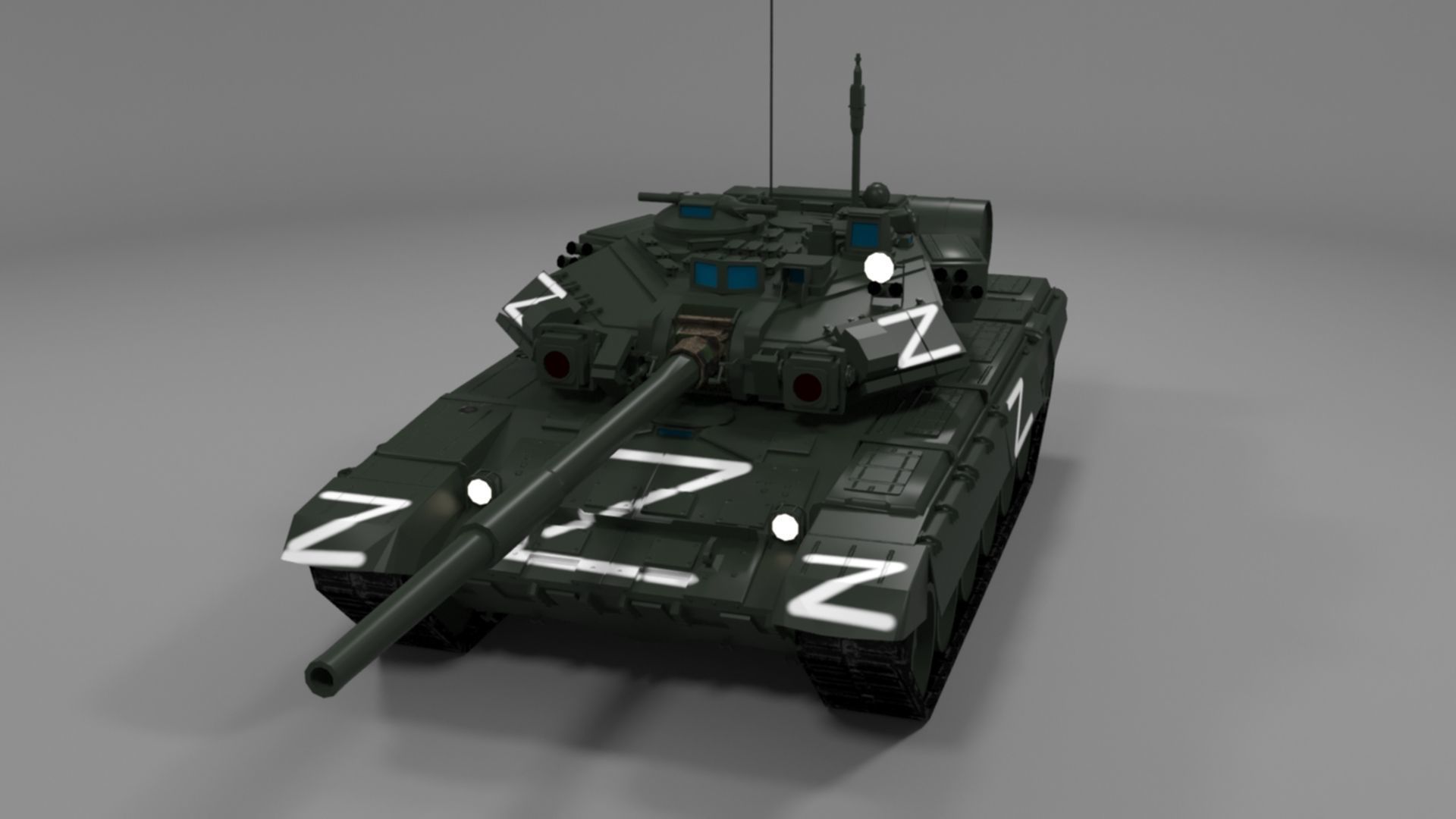 High-Quality T90A Main Battle Tank with Iconic Z Marking Low-poly 3D model_24