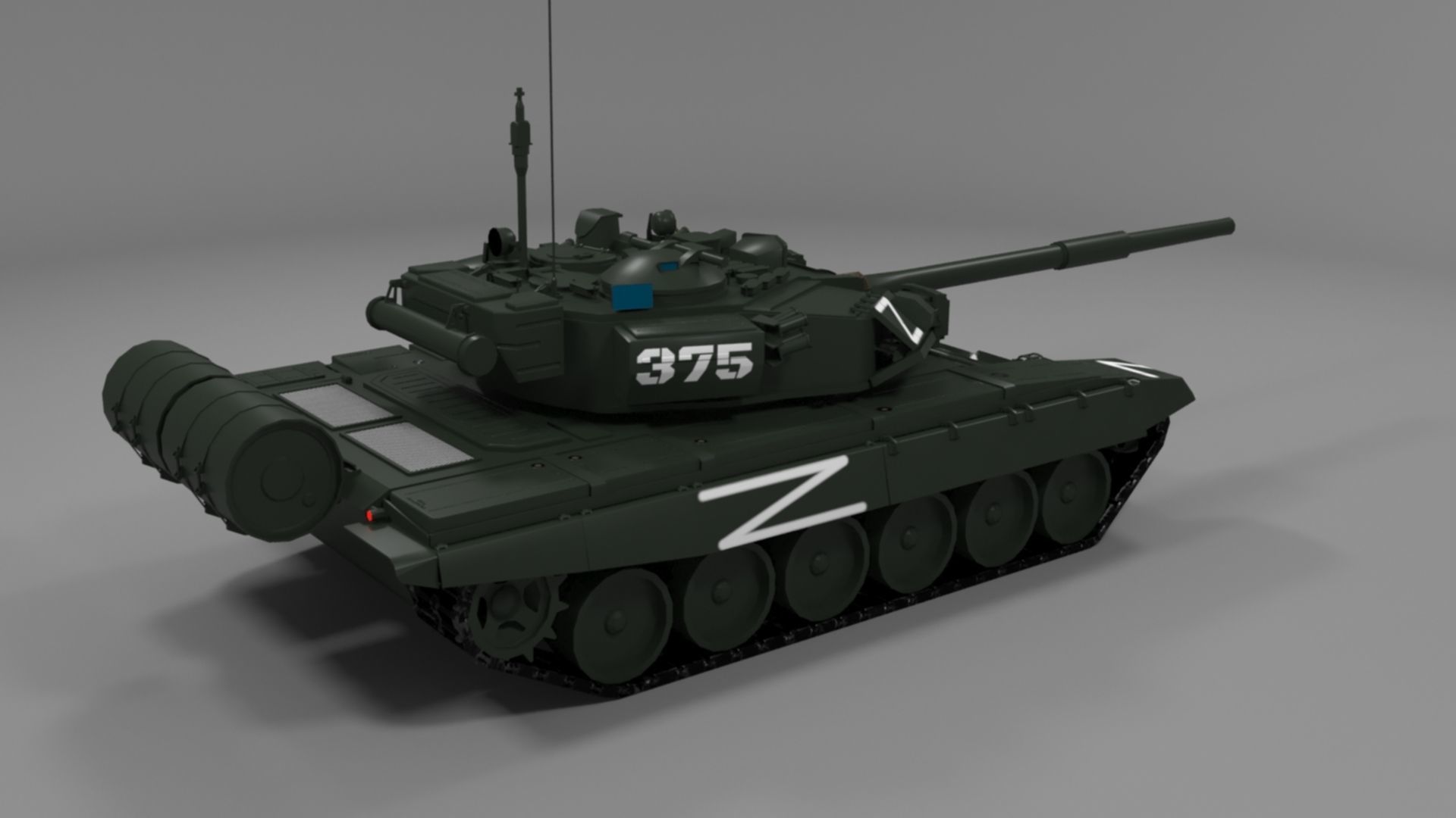 High-Quality T90A Main Battle Tank with Iconic Z Marking Low-poly 3D model_5