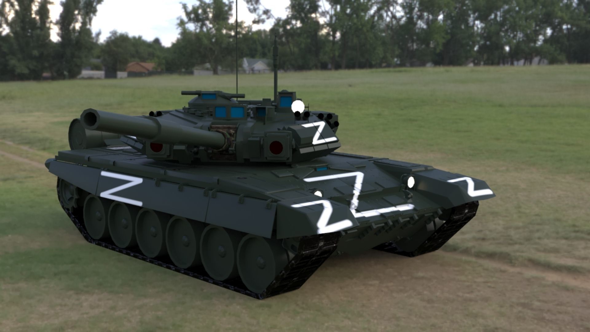 High-Quality T90A Main Battle Tank with Iconic Z Marking Low-poly 3D model_4