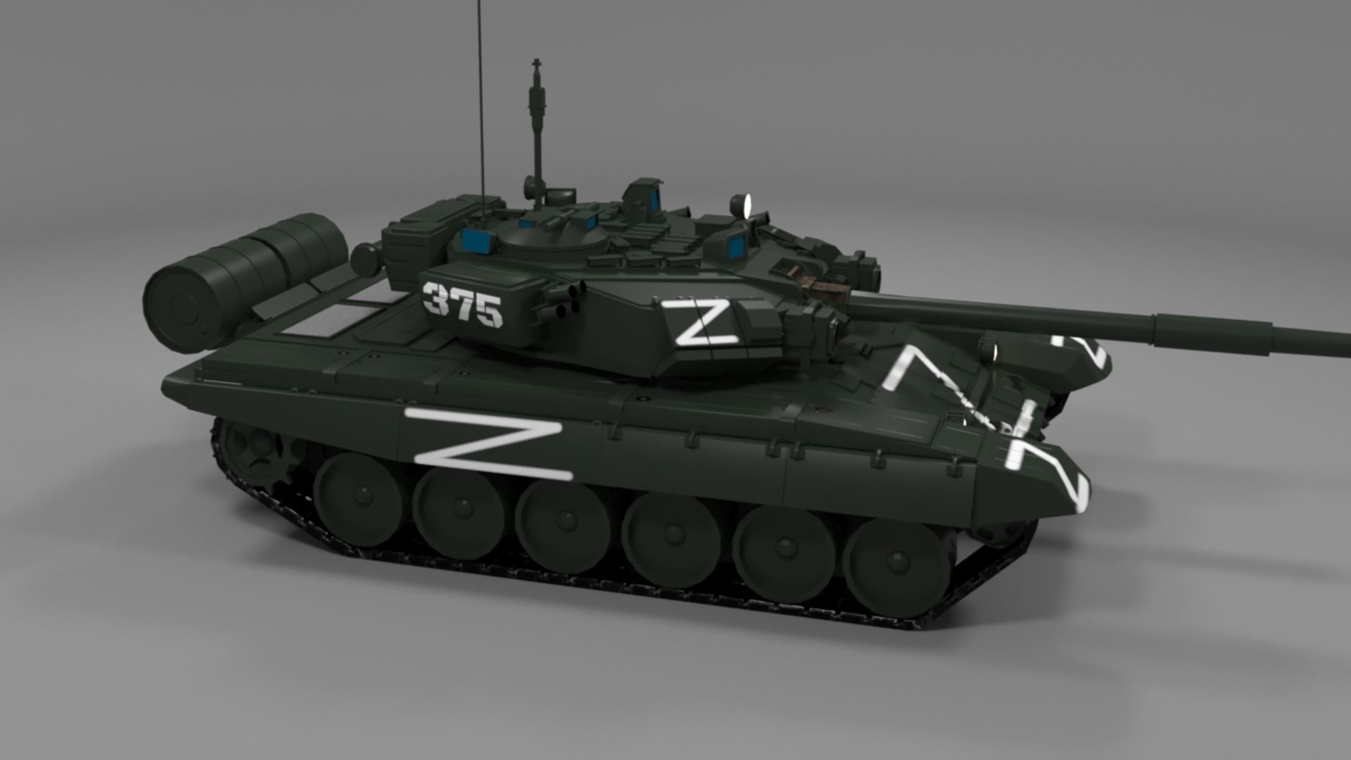 High-Quality T90A Main Battle Tank with Iconic Z Marking Low-poly 3D model_19