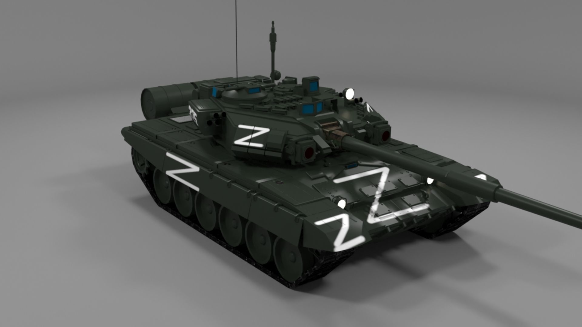 High-Quality T90A Main Battle Tank with Iconic Z Marking Low-poly 3D model_21