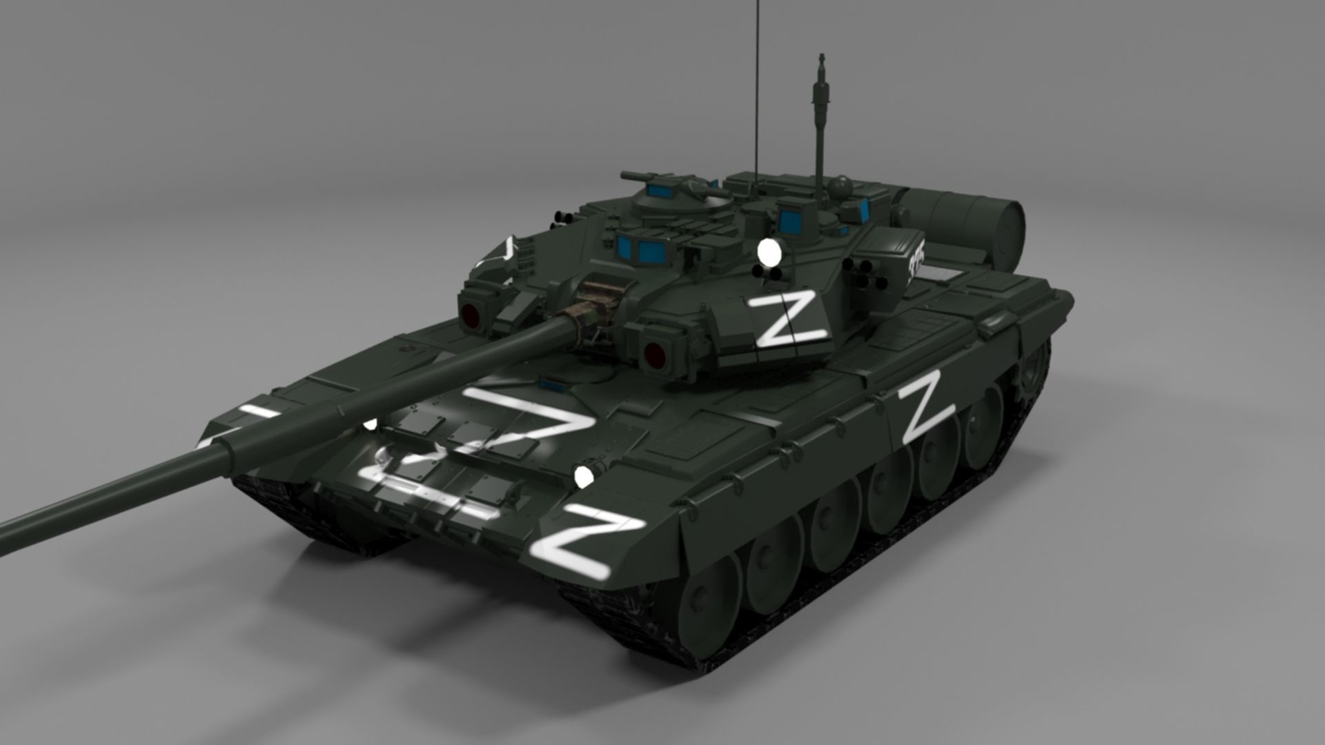 High-Quality T90A Main Battle Tank with Iconic Z Marking Low-poly 3D model_17