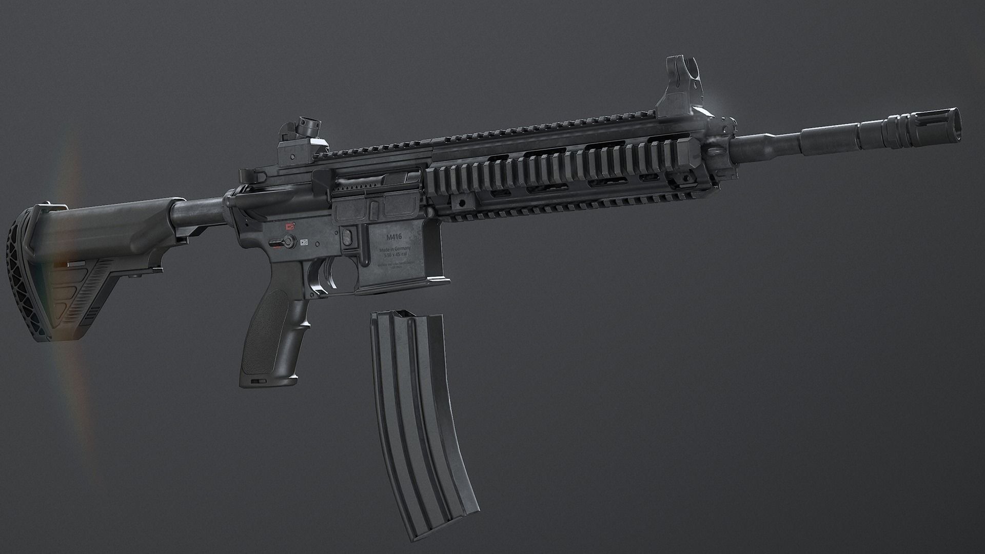 HK416D Assault Rifle Low-poly 3D model_3
