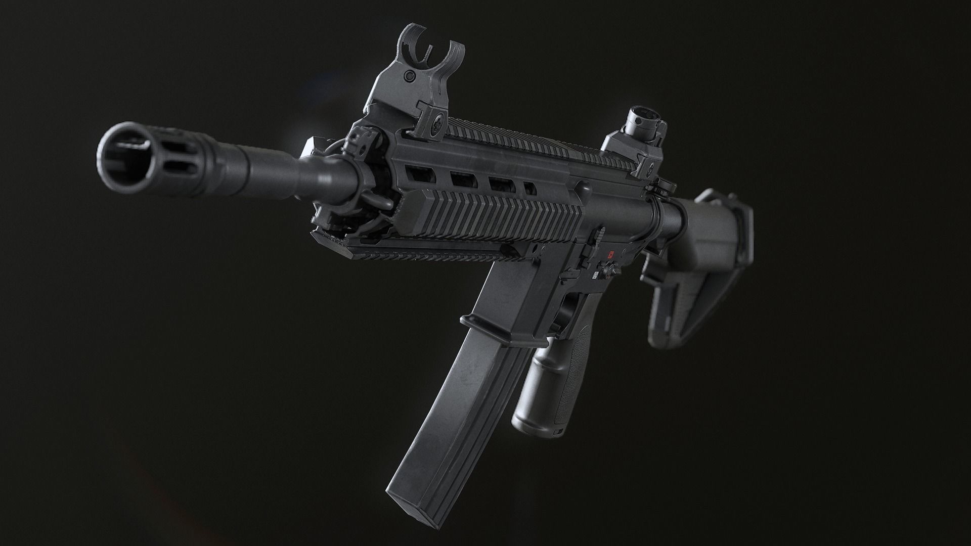 HK416D Assault Rifle Low-poly 3D model_1