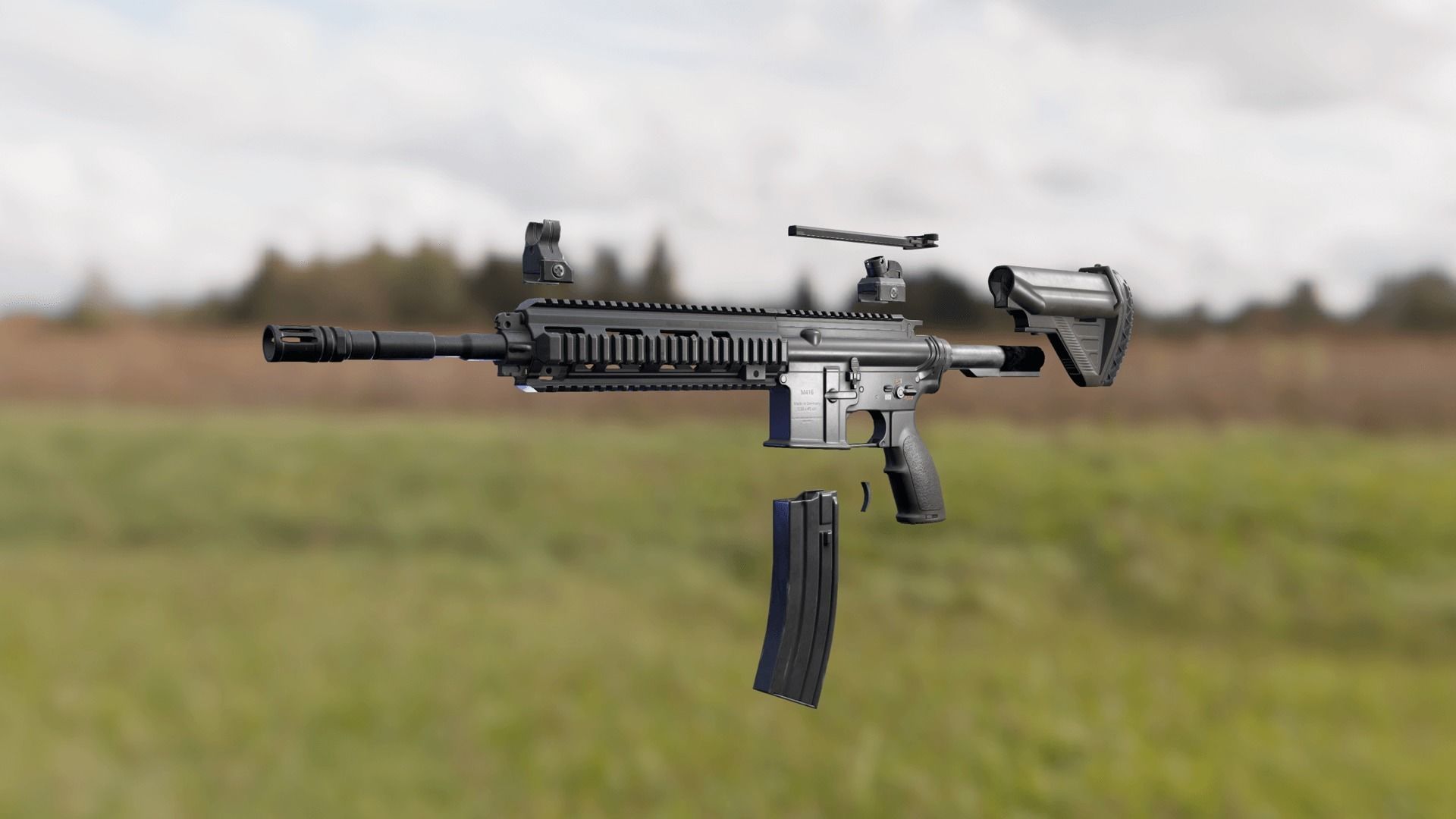 HK416D Assault Rifle Low-poly 3D model_4