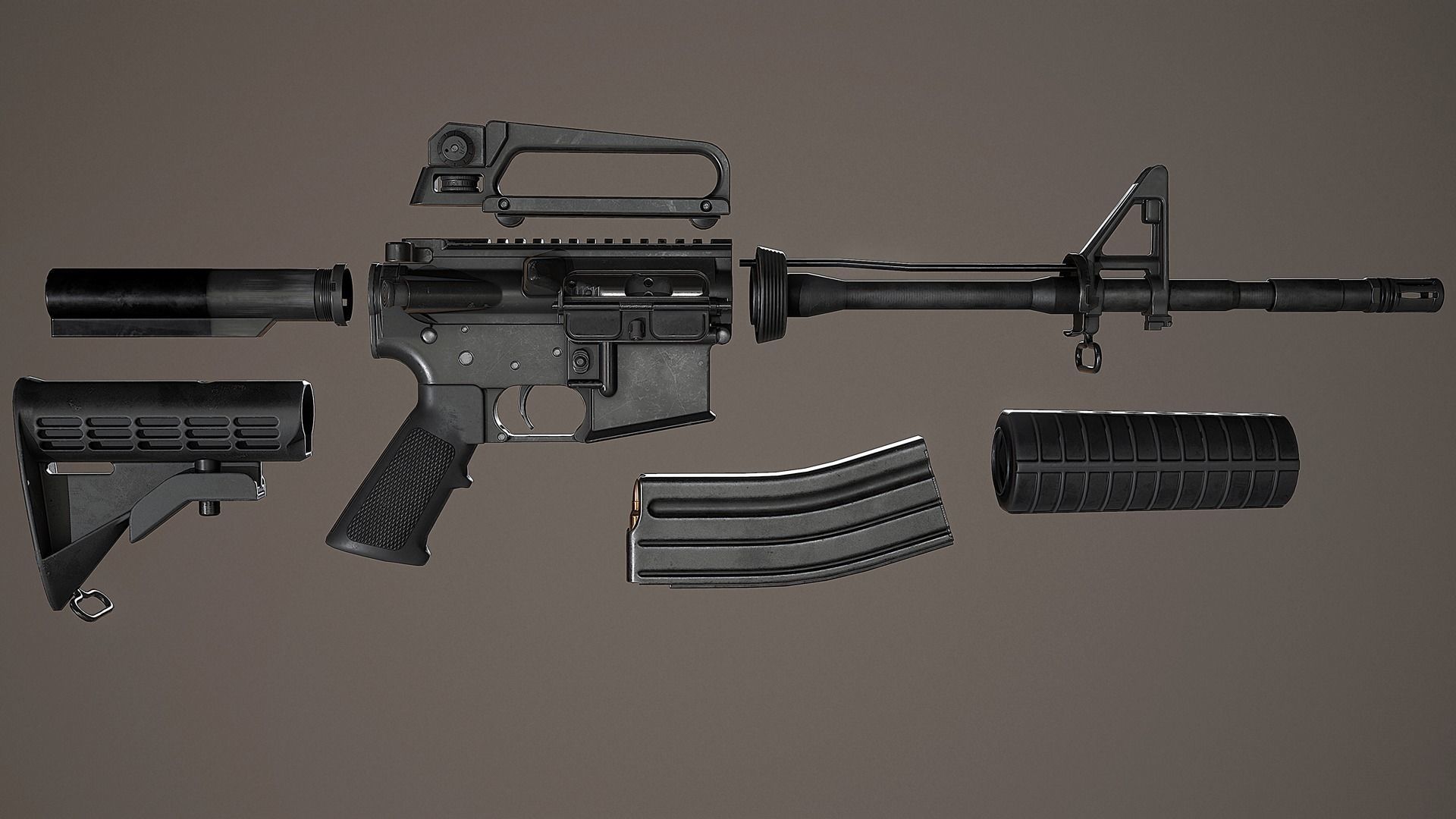 M4A1 - AR15 Assault Rifle Low-poly 3D model_5