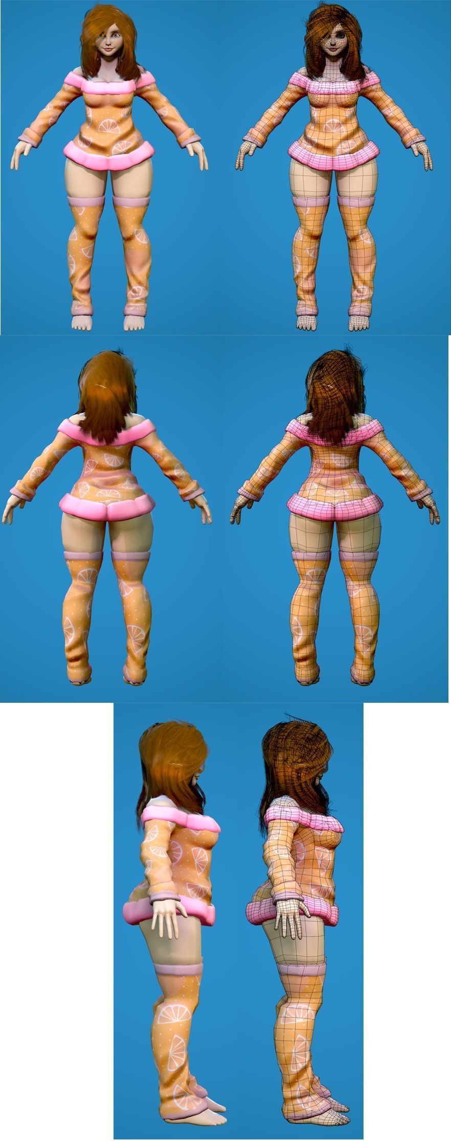 Chubby Girl Stylized Low Poly Model Low-poly 3D model_2