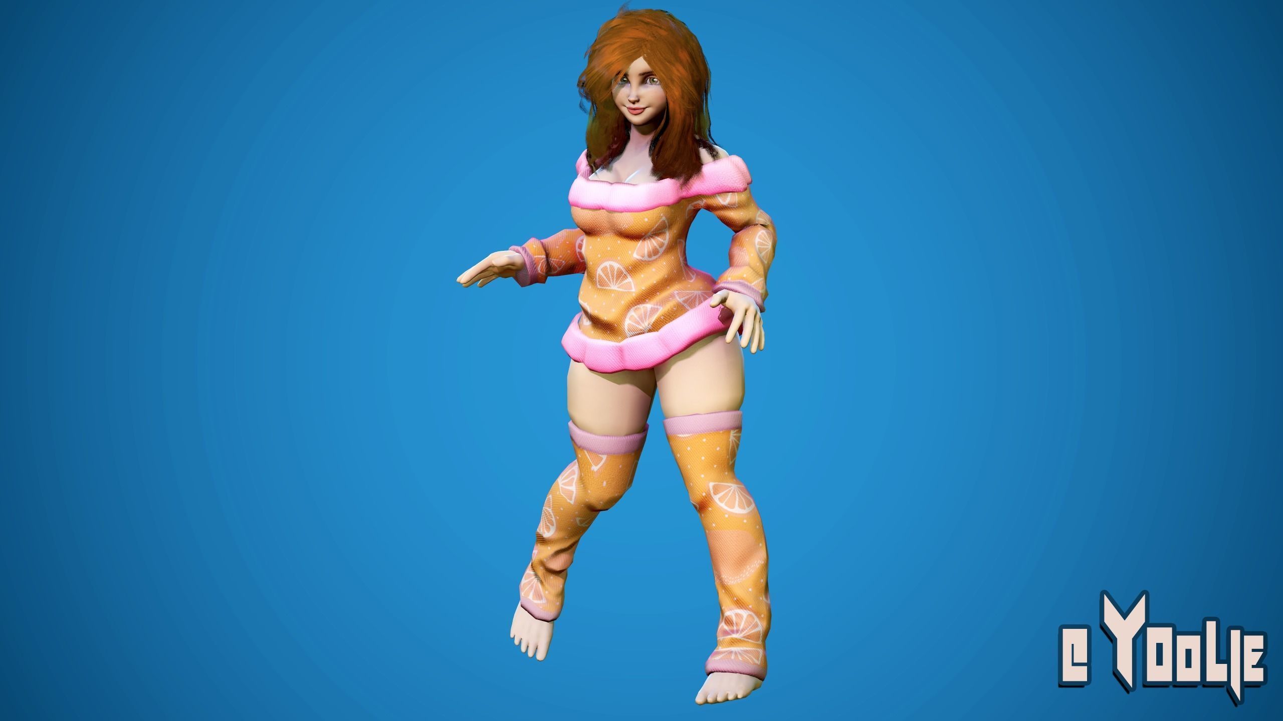 Chubby Girl Stylized Low Poly Model Low-poly 3D model_3