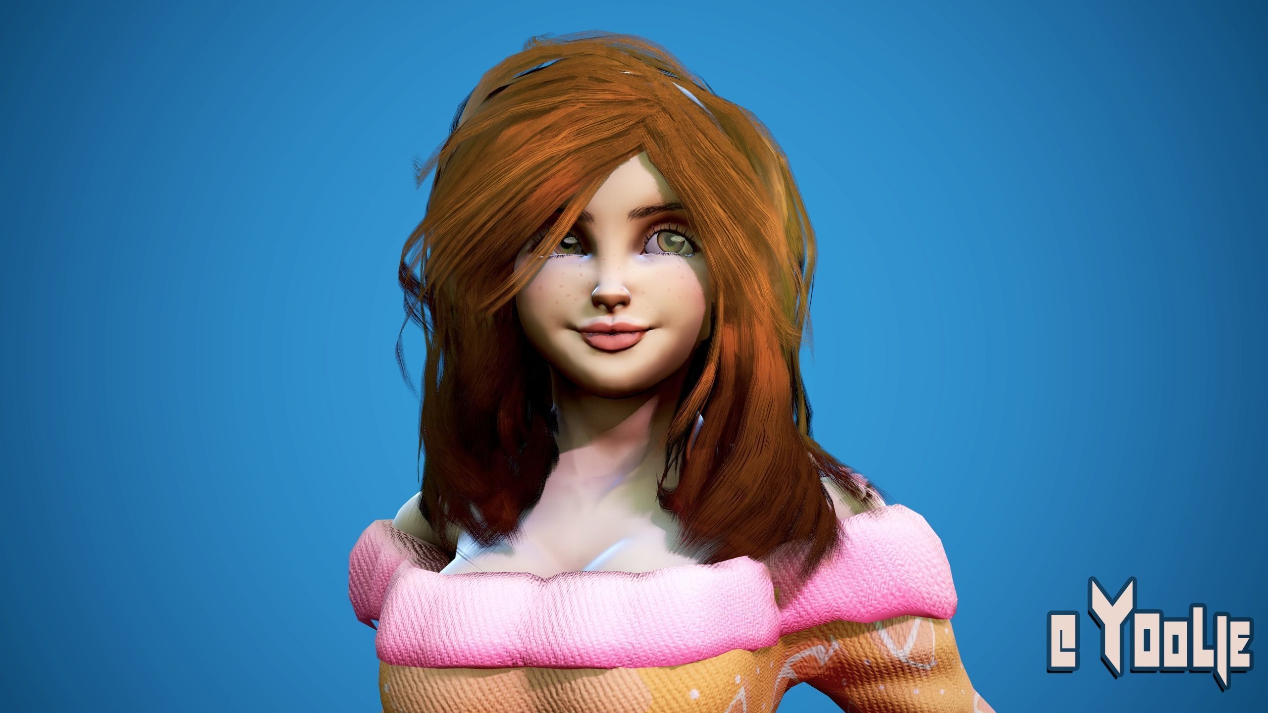 Chubby Girl Stylized Low Poly Model Low-poly 3D model_4