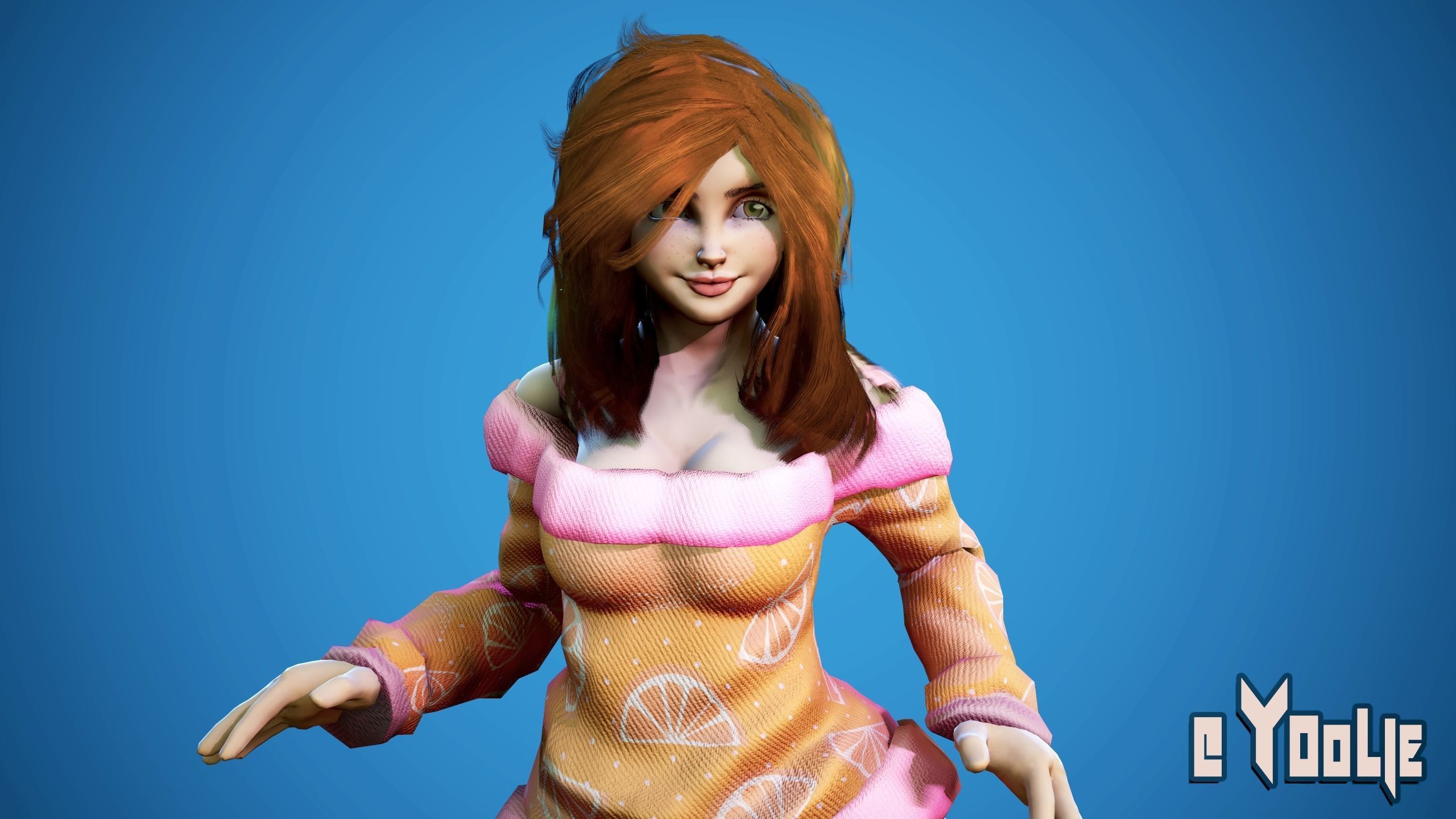 Chubby Girl Stylized Low Poly Model Low-poly 3D model_5