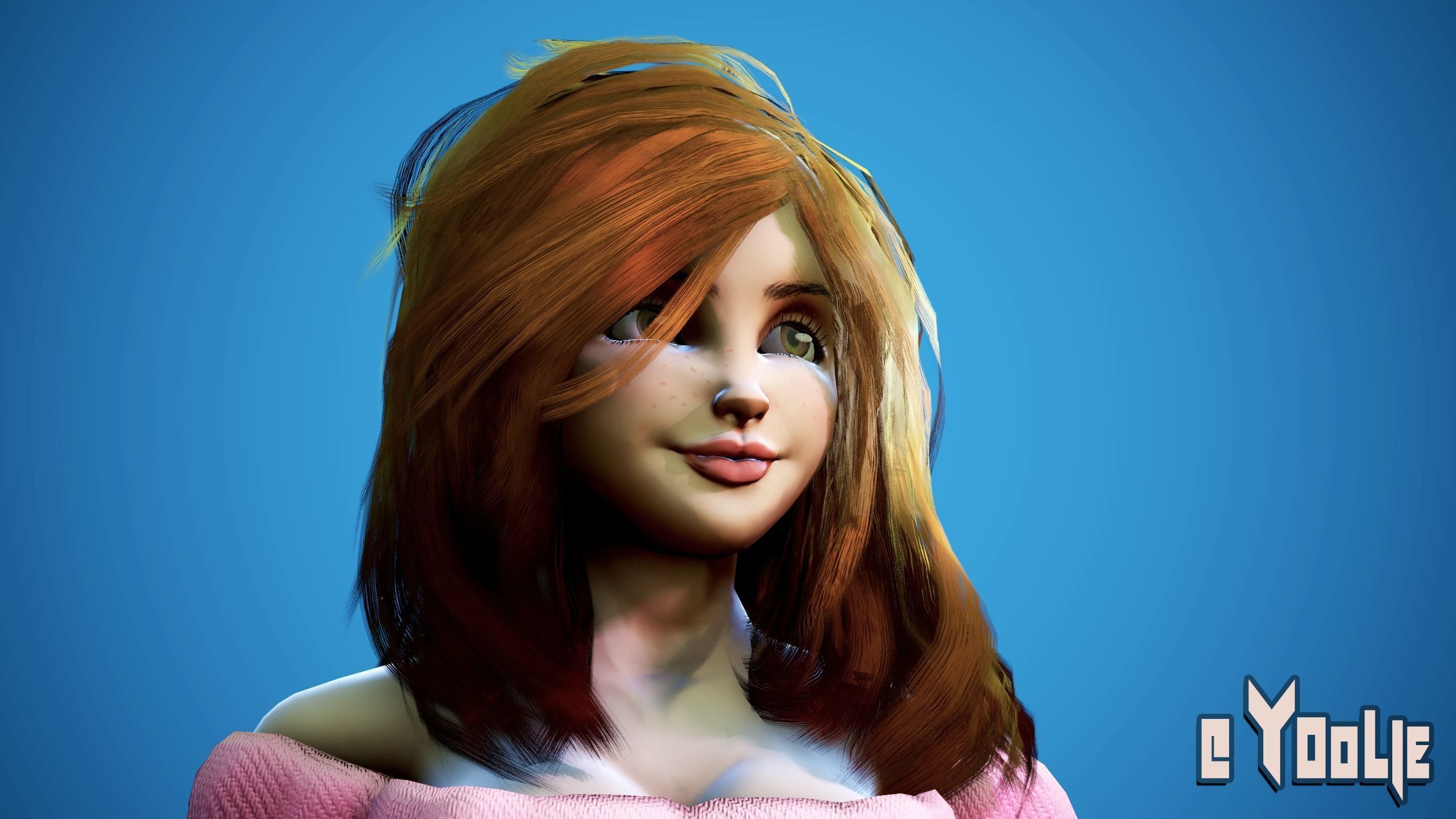 Chubby Girl Stylized Low Poly Model Low-poly 3D model_1