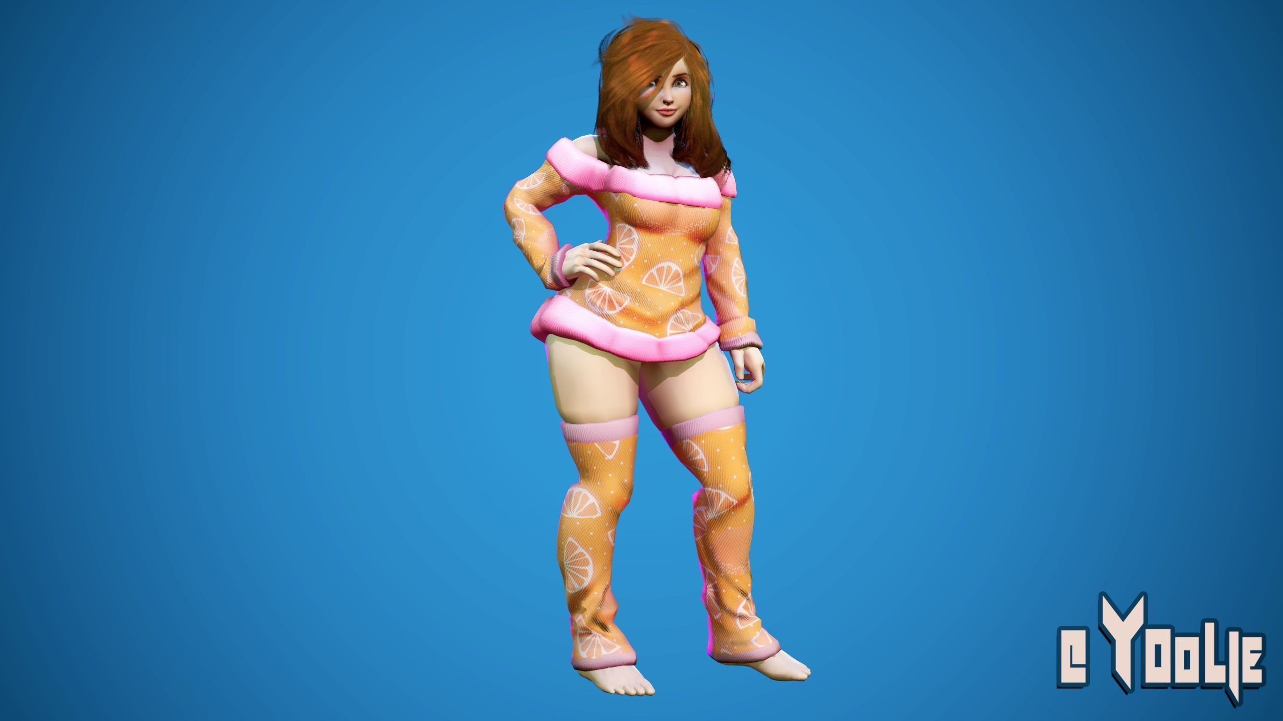 Chubby Girl Stylized Low Poly Model Low-poly 3D model_6