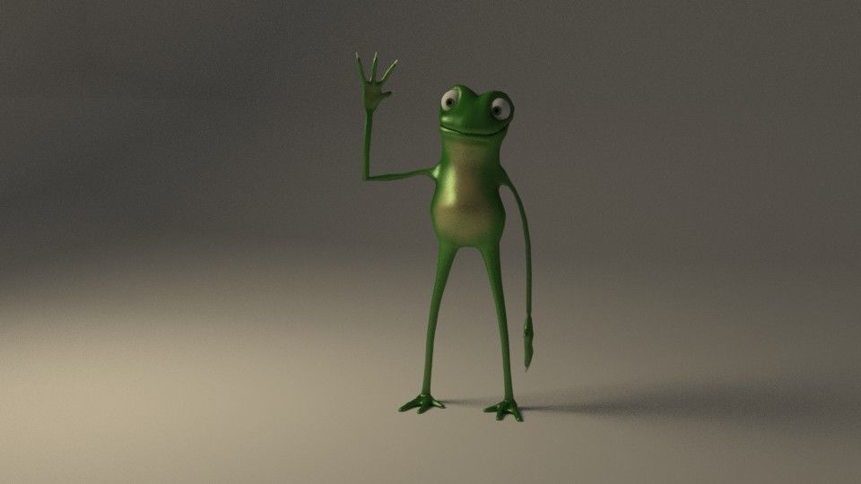 Character frog waving Low-poly 3D model_3