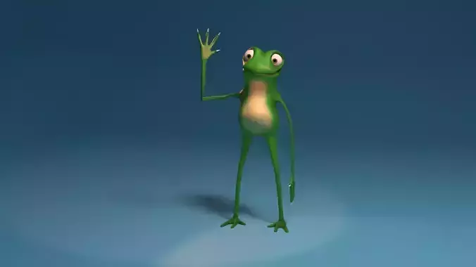 Character frog waving Low-poly 3D model