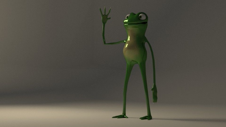 Character frog waving Low-poly 3D model_4